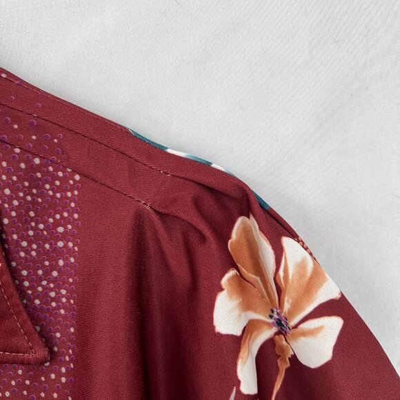 Vintage handmade floral button up front shirt tropical Hawaiian print Fall top S - Picture 10 of 12
